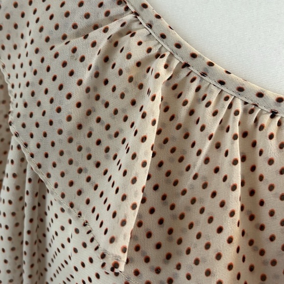 Ya Polkadot Mini dress Ivory Red Black Ruffle Short sleeve Ruffles Small - Picture 2 of 9